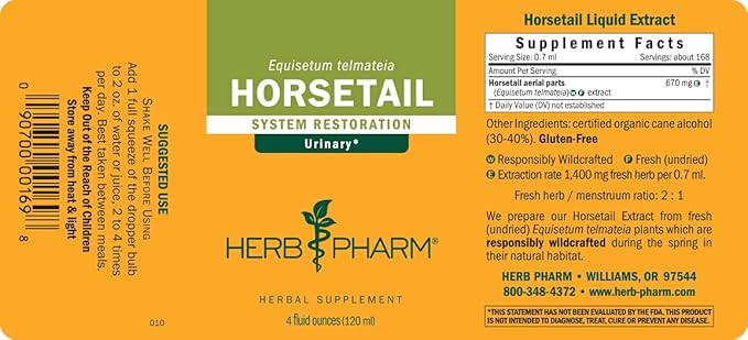 Herb Pharm Horsetail Liquid Extract for Urinary System Support - 4 Ounce