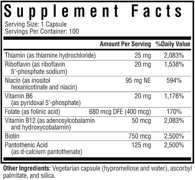 Seeking Health B Complex MF, Methyl-Free Forms of Folate and Vitamin B12, Healthy Energy, Immune System, Mood, and Memory Support, Vegan and Vegetarian (100 Capsules)*