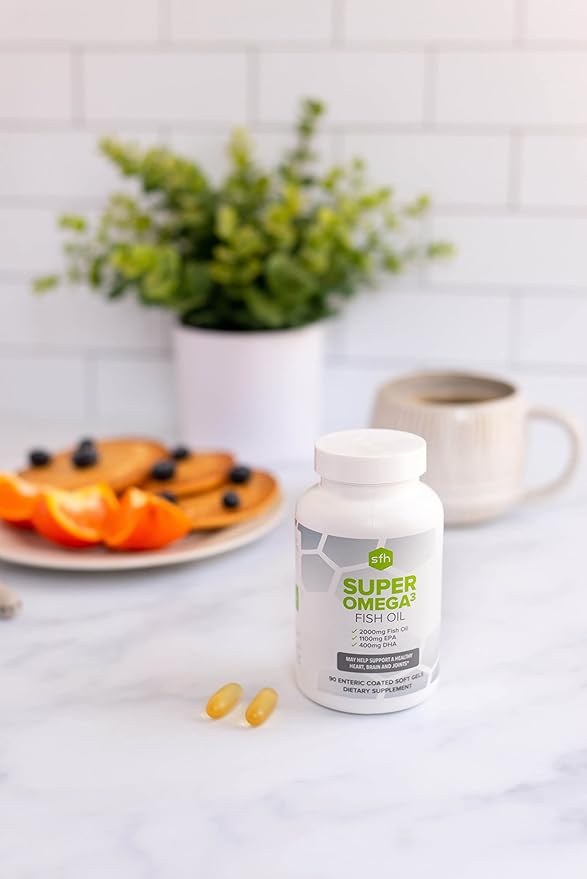 SFH Super Omega 3 Fish Oil Capsules Highly Concentrated 2000mg Omega 3 | Sustainably Sourced Alaskan Pollock Fish Oil for Heart Joint Brain Health (Capsule, 90ct)