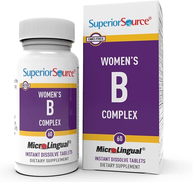 Superior Source Women?s B Complex - Energy Support Supplement for Women - Multivitamin with Vitamin B12, Vitamin B3 & More - B Vitamin Supplement Aids Heart Health - 60 Sublingual Dissolving Tablets