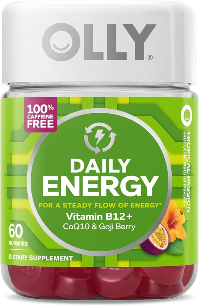 OLLY Muscle Recovery Sleep Gummies, Sleep and Sore Muscle Support, 3mg Melatonin, Tart Cherry & Daily Energy Gummy, Caffeine Free, Vitamin B12, CoQ10, Goji Berry, Adult Chewable Supplement