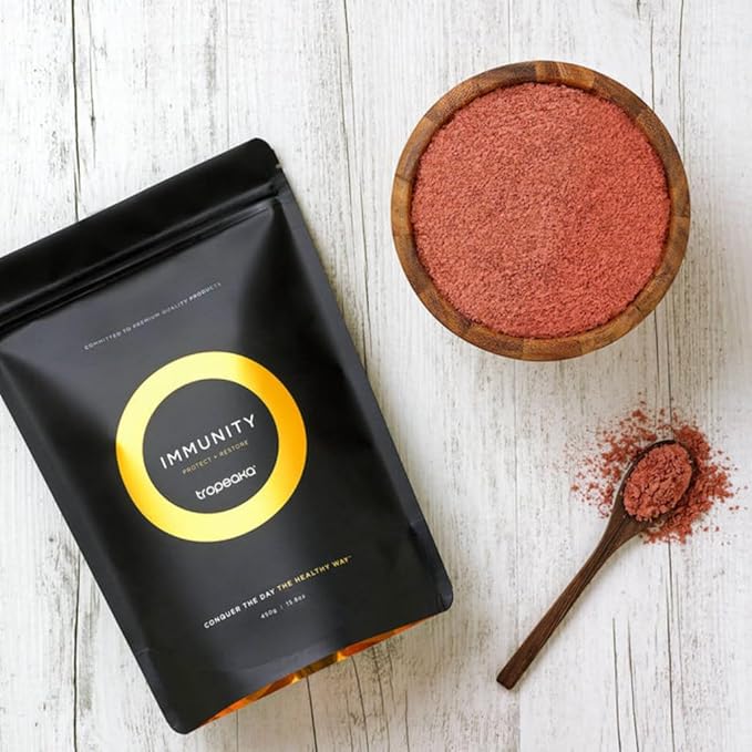 Tropeaka Immunity Powder - Immune Support Supplement, Antioxidant Rich Superfood Powder with Vitamins & Minerals, Boost Energy & Collagen Production - Vegan, Gluten Free, Non-GMO - 7oz (20 Servings)