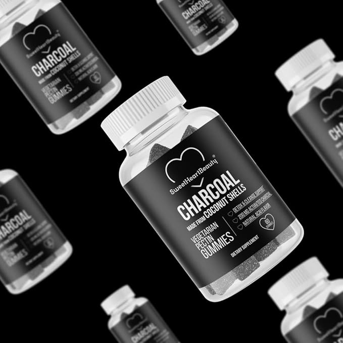 Activated Charcoal Gummies - Natural Coconut Shell Charcoal Gummy Supplements for Detox Support, Stomach Bloat & Oral Health - Gluten Free, Vegan & Pectin Based - Acai Flavor, 60 Count