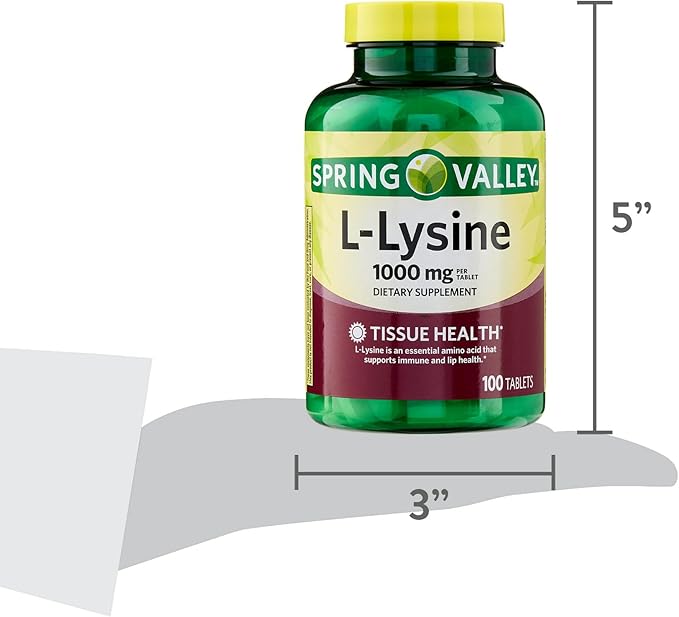 Spring Valley l-lysine 1000mg- 100 Tablets (Pack of 1), Boxed by Fusion Shop Store