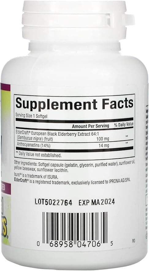 Natural Factors Black Elderberry, 100 mg, 60 Fast-Acting Softgels