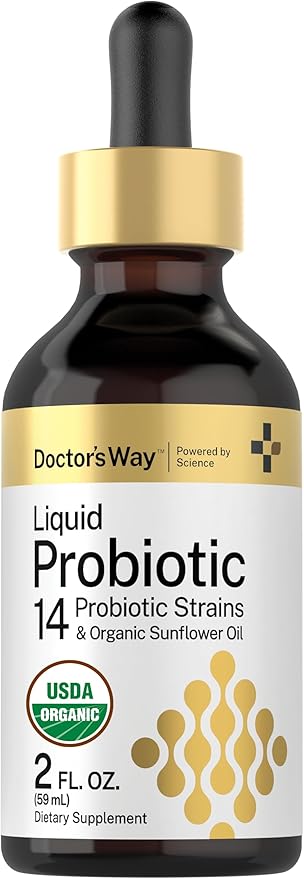Doctor's Way Liquid Probiotic | 2 fl oz | 14 Probiotic Strains with Organic Sunflower Oil | Non-GMO Supplement