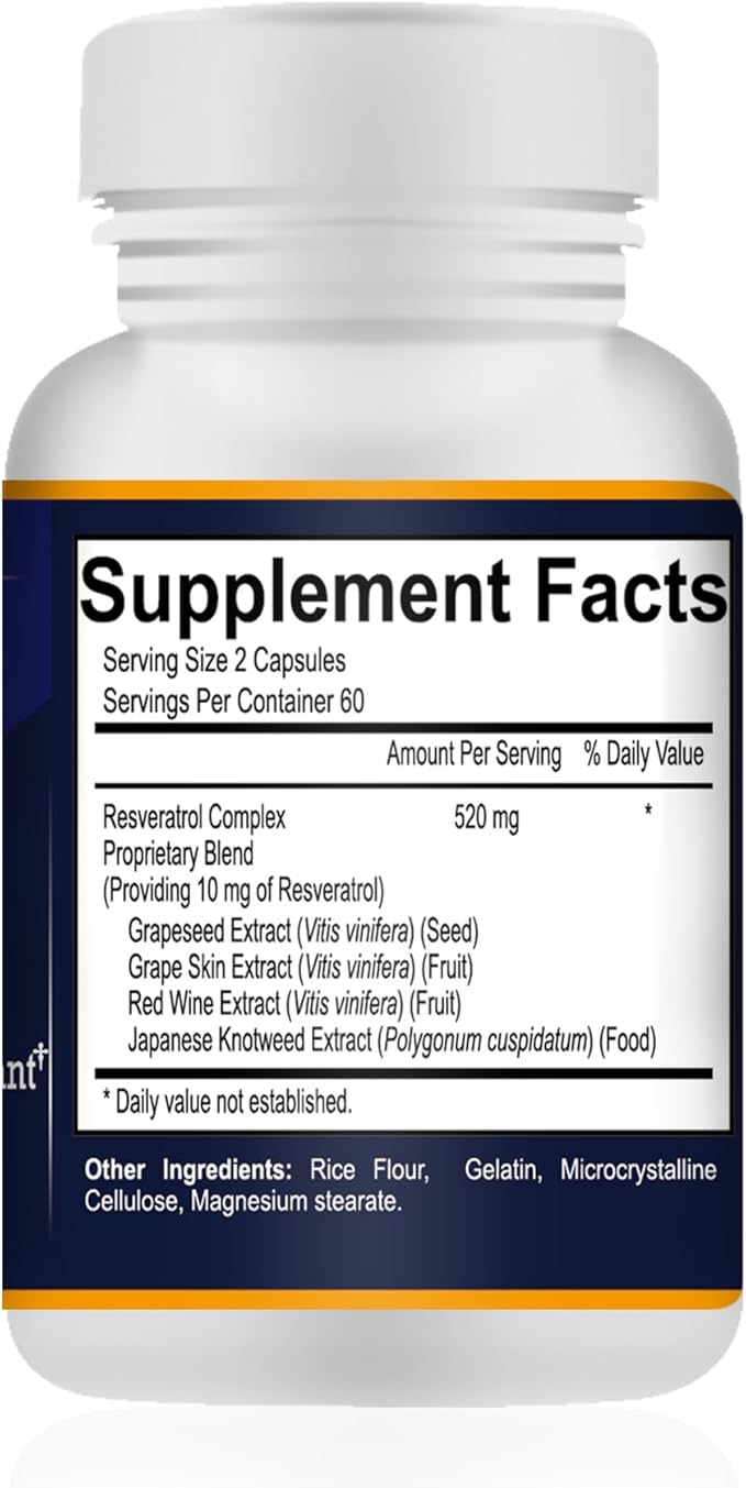 Resveratrol Complex Potent Antioxidants, 120 Capsules, 60 Days