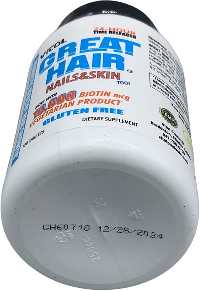 Vitol Great Hair Time Released 10,000 mcg Biotin, 120 Tablets