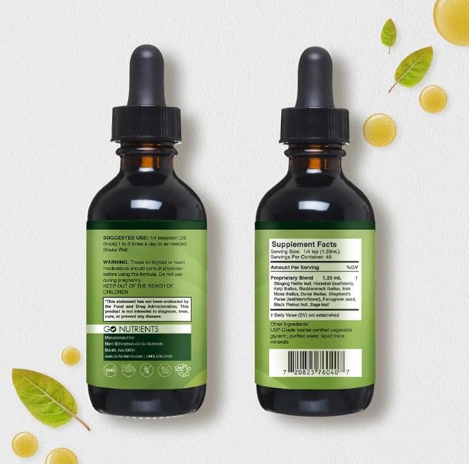 Go Nutrients Thyroid Support Bundle - Iodine Edge, Selenium, Thyroid Support – Promotes Thyroid Health, Energy and Vitality Boost, Cognitive Function & Immune Defense, Liquid Drops for Men & Women