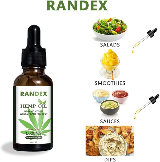 (2 Pack) 5000mg Organic Cold-Pressed Hemp Oil - Rich in Omega 3-6-9 - Natural Hemp Drops - Made in USA