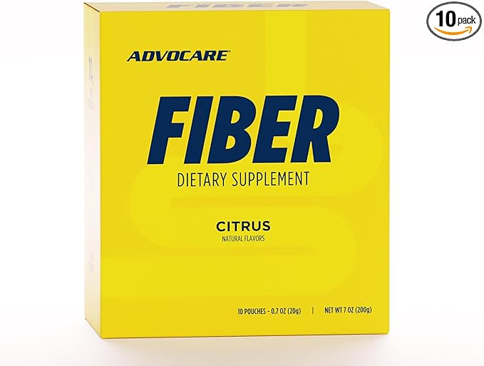 AdvoCare Fiber Dietary Supplement - Daily Fiber Powder Supplement with Soluble & Insoluble Fiber - Fiber Blend Includes Psyllium Husk & Citric Acid - Supports Digestive Health* - Citrus, 10 Pouches
