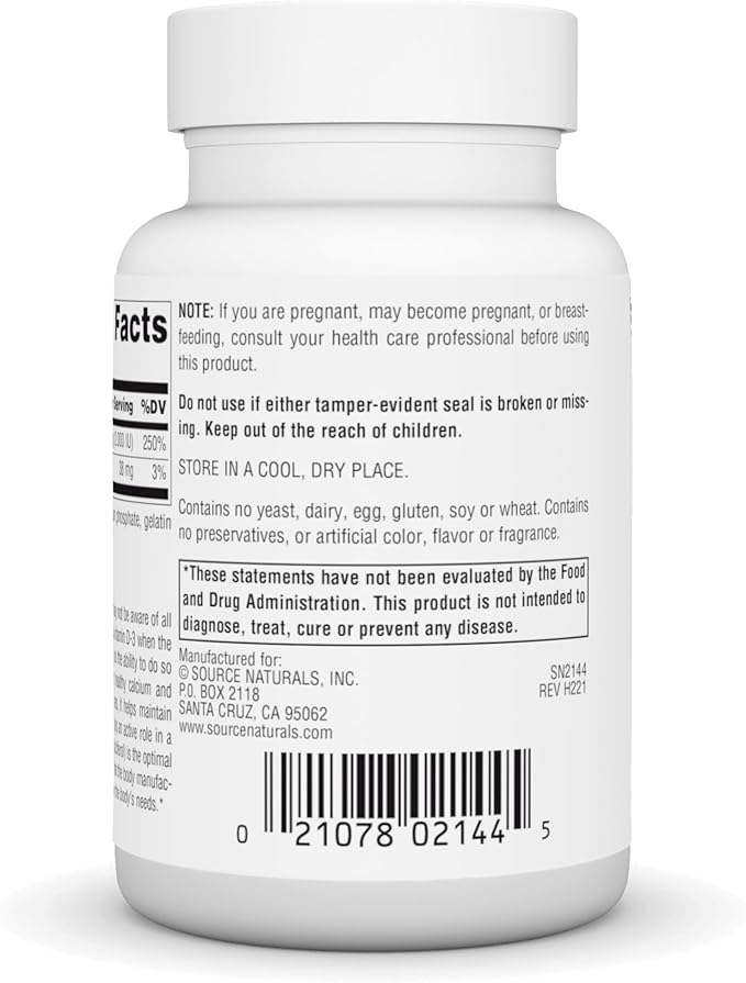 Source Naturals Vitamin D-3 2000 iu Supports Bone & Immune Health* - 100 Capsules