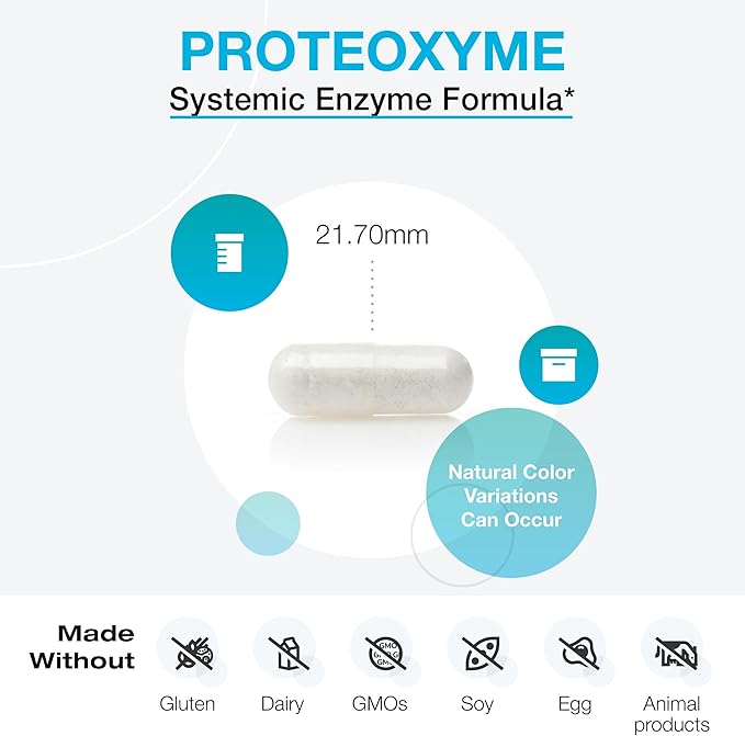 XYMOGEN ProteoXyme - Pancreatic Enzymes, Serrapeptase, Rutin, Papain & Bromelain - Designed to Support Tissue Integrity & Healthy Immune System Balance (100 Acid-Resistant Capsules)