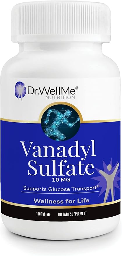 Dr.WellMe Vanadyl Sulfate Supplement 10 mg – 100 Tablets – Maintains Healthy Blood Sugar Level – Non-GMO, Gluten-Free Tablets for Blood Sugar & Glucose Support