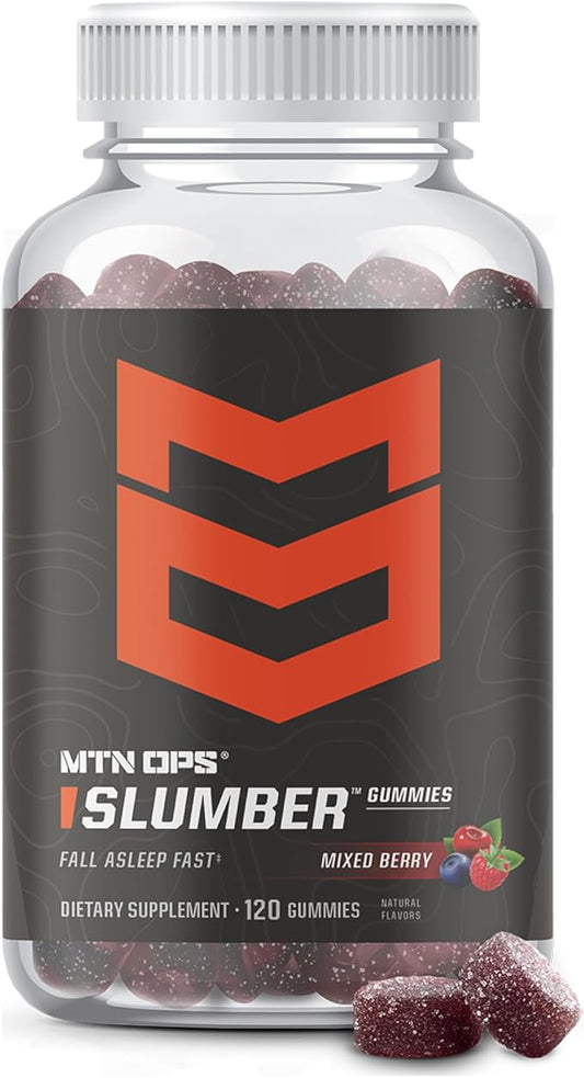 MTN OPS Slumber Gummies Sleep Aid, 120 Melatonin Gummies with Chamomile & Tart Cherry, Mixed Berry Flavor & Naturally Gluten Free