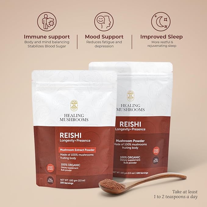 Reishi Extract Powder, Organic Mushroom Supplement (200 Gram)