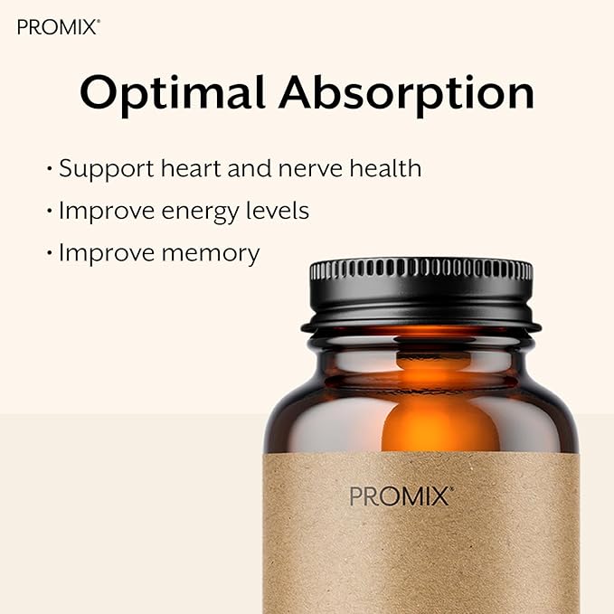 Promix Nutrition Vitamin B12 Supplement - 1000mcg as Methylcobalamin - Gut friendly - 90 count