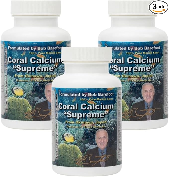BOB'S BEST Coral Calcium Supreme I 100% Pure Marine Coral, 74 Trace Minerals, 1000 mg I 90 Capsules, Pack of 3