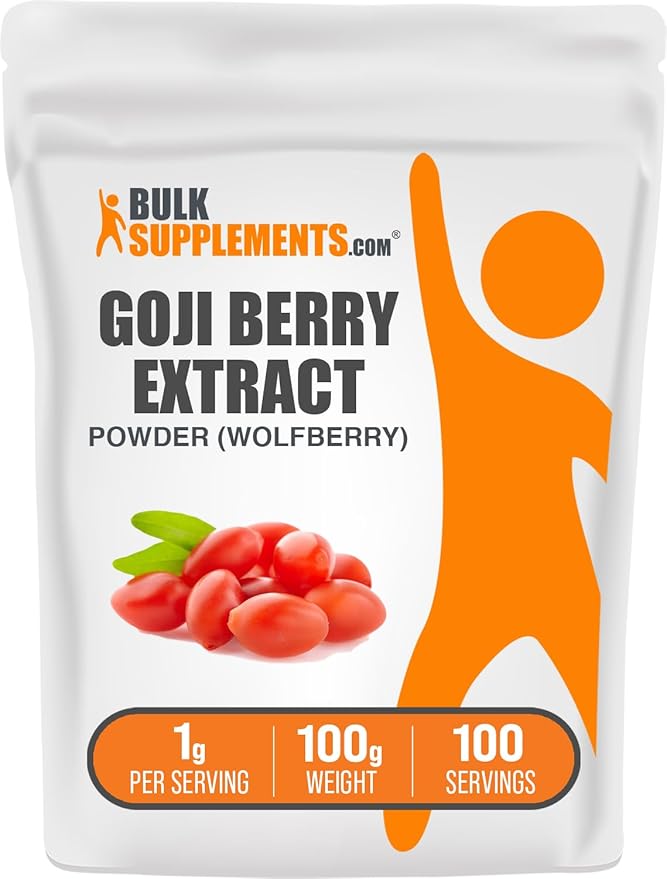BulkSupplements.com Wolfberry Extract Powder - Goji Berry Supplements, Goji Berry Extract, Herbal Supplement, Gluten Free, 1000mg per Serving, 100g (3.5 oz) (Pack of 1)