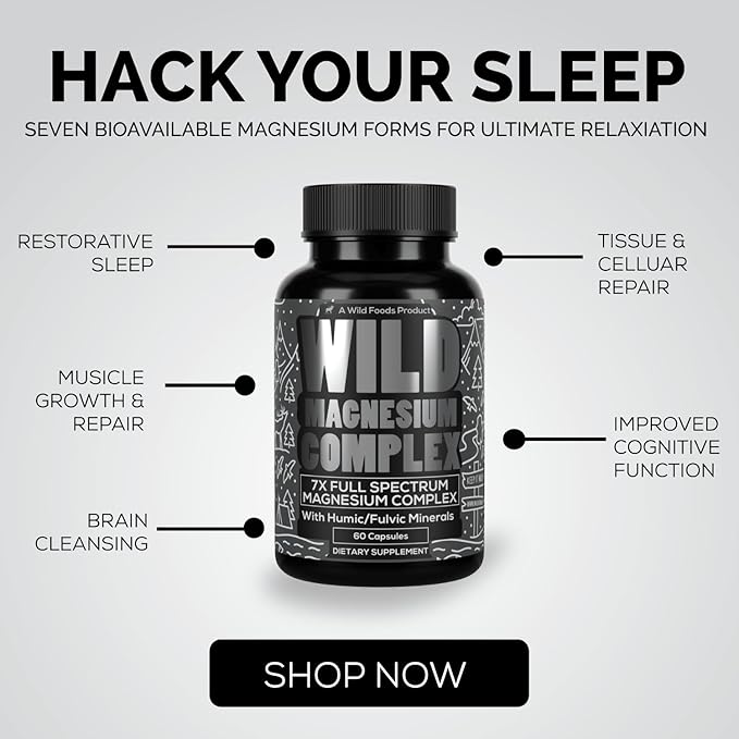 Wild Foods Magnesium Complex Supplement with 7X Forms | High Absorption, Full Spectrum, Easy Digestion | 500mg Glycinate, Bisglycinate, Malate, Orotate, Citrate, Taurate | 90 Capsule (Pack of 2)