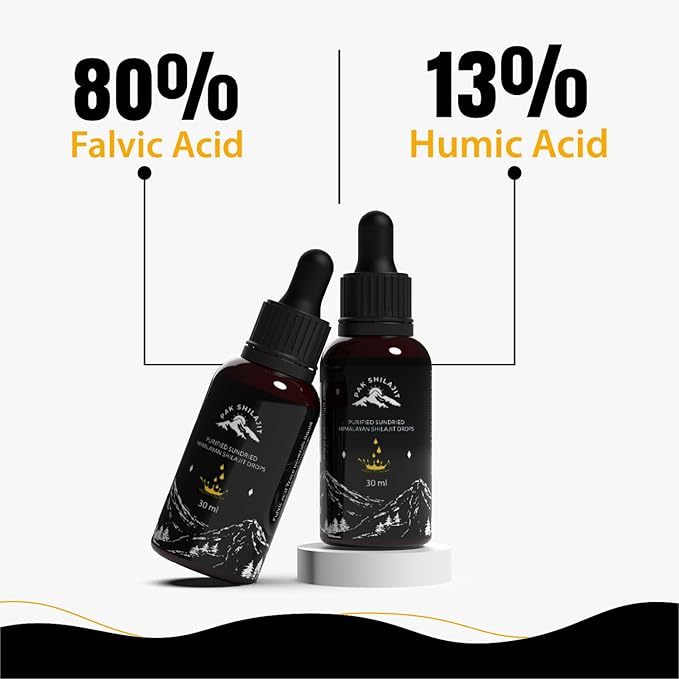 Natural Dried Himalayan Shilajit Liquid Drops, Most Premium & Potent Gold Graded Shilajit Drops Above 17000FT Directly from The Source (30ML Pack), Rich in Fulvic Acid Humic Acid