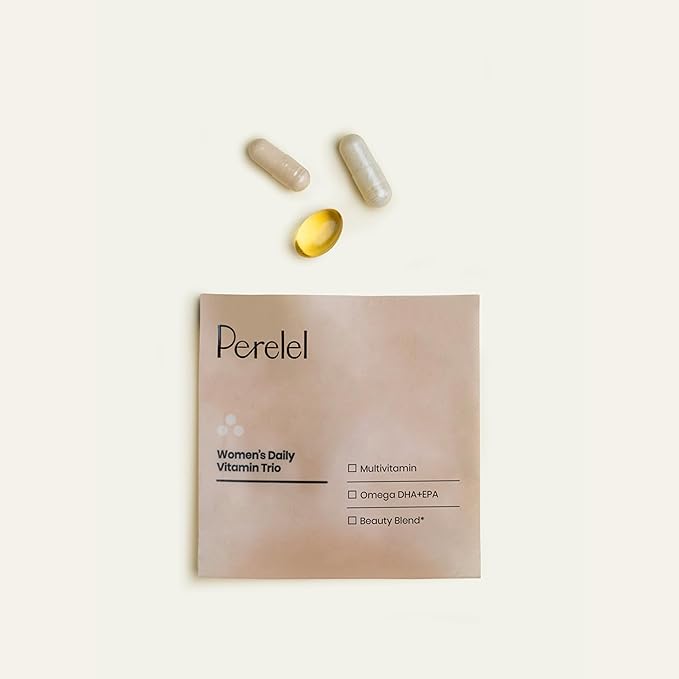 Perelel Women's Daily Vitamin Trio - Women's Vitamins and Supplements for Immune Support, Mood, Reproductive + Brain Health* - Soy, Dairy and Gluten Free Non-GMO Formula (30 Daily Pill Packs)