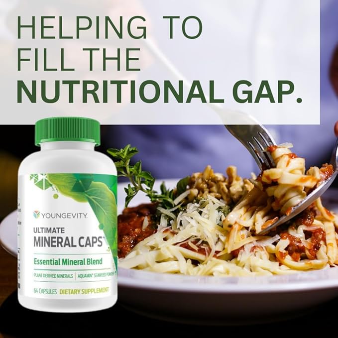 Youngevity Ultimate Mineral Caps™ - 70+ Essential Full Spectrum Trace Minerals - Nutrient-Dense, Derived from Humic & Aquamin Seaweed (64 Capsule) (Pack of 4)