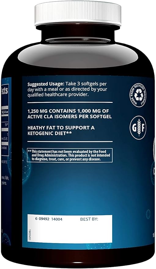 MRM Nutrition CLA 1250 | Keto Friendly | 80% CLA High Potency | 1000mg CLA per Capsule | Healthy fats | Gluten-Free | 30 Servings