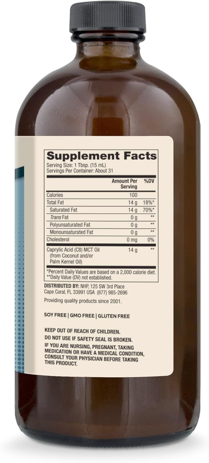 Dr. Mercola, Pure Power Ketone Energy Caprylic Acid MCT Oil, 16 FL oz (1 PT.) 473 mL, 31 Servings, Non GMO, Soy-Free, Gluten Free