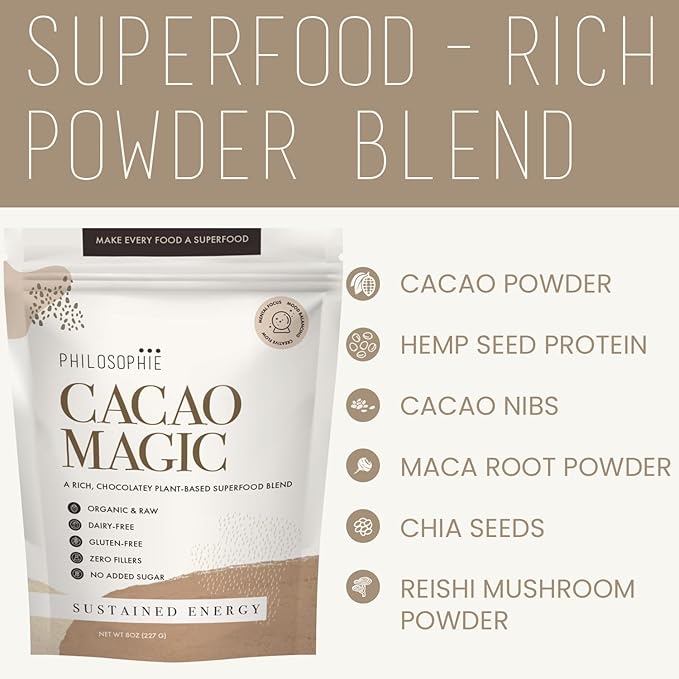 Philosophie Sunshine Drops, Cacao Magic, & Cosmic Elixir Bundle - Liquid Chlorophyll & Superfood Powder Blends - All Natural Plant-Based 3pack