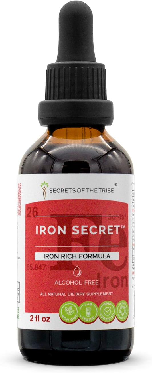 Secrets Of The Tribe - Iron Secret, Iron Rich Formula, Herbal Supplement Blend Drops Alcohol-Free Liquid Extract 2 Fl Oz