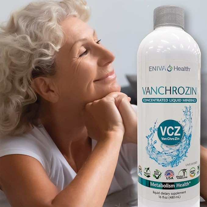 Eniva Health VANCHROZIN Liquid Ionic Minerals Supplement, Vanadium, Chromium & Zinc, Diabetic Friendly, 16 Fl Oz, 96 Servings