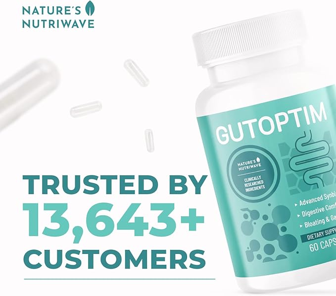 GutOptim Probiotic & Prebiotic Capsules | Pre and Probiotics for Synbiotic Gut Health & Bloating Relief for Women & Men | Enzyme with Probiotics for Digestive Health | Non-GMO, 60 Ct, 3 Month Supply