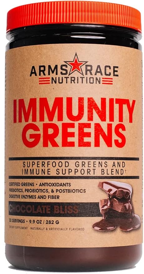 Arms Race Nutrition Immunity Greens Superfood Greens and Immune Support Blend - 9.2 oz. (30 Servings) (Chocolate Bliss)