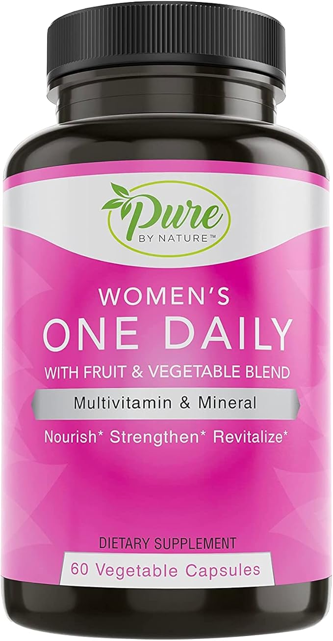 Pure By Nature One-Daily Multivitamin for Women, Immune Support Supplement with Non-GMO Ingredient, Vitamin & Minerals for Energy, 60 Veggie Capsules
