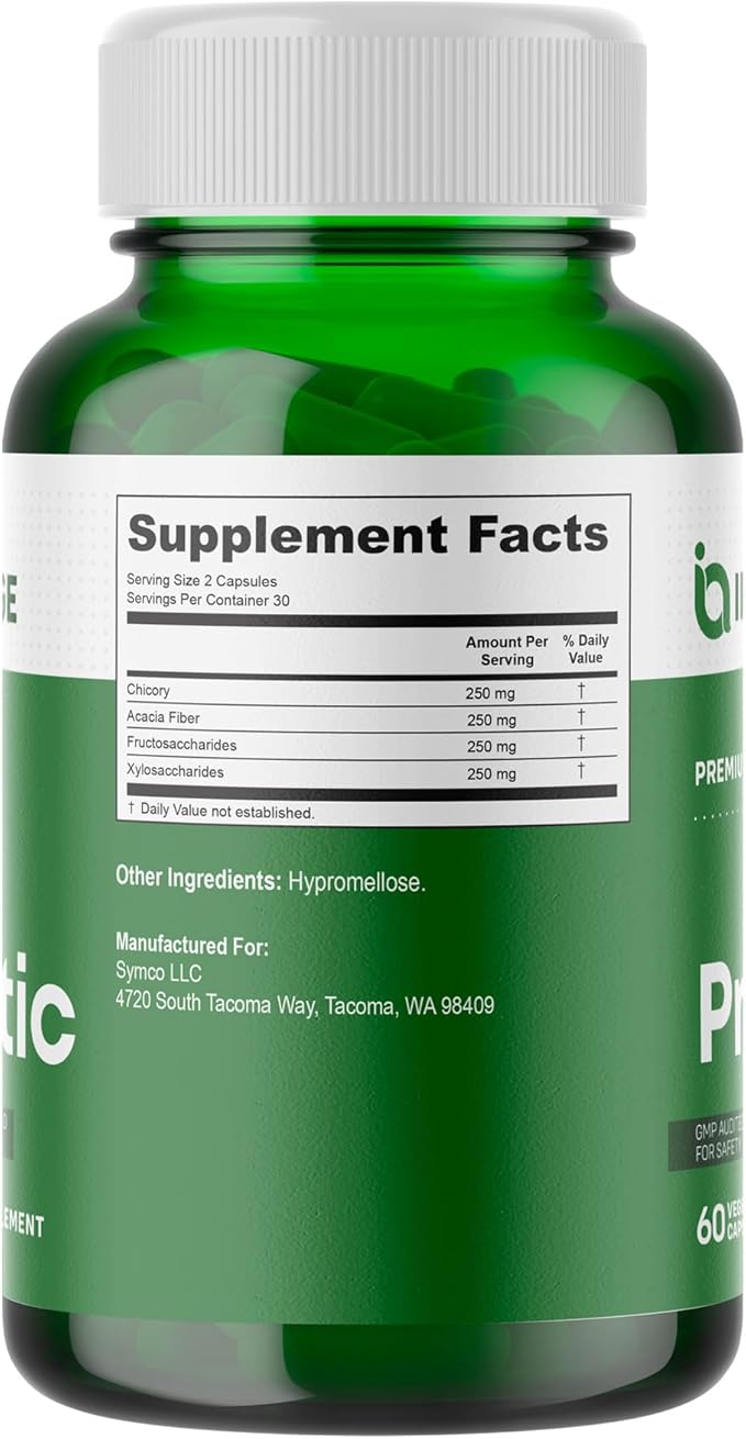 INFINITE AGE Prebiotic Capsules, 60 Count - Premium FOS Pre-biotic Fiber Supplement with Chicory and Acacia - Digestive Health for Men Women