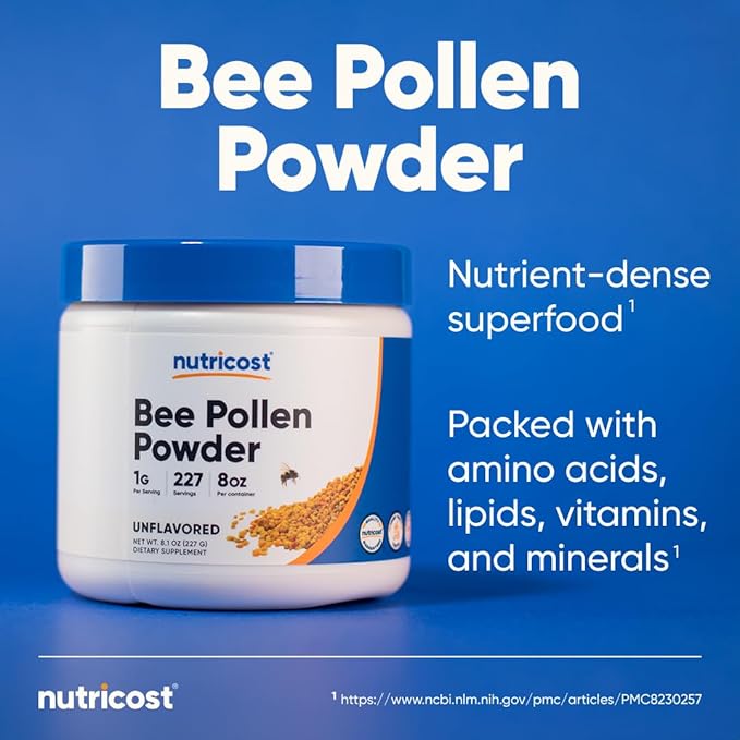 Nutricost Bee Pollen Powder (8 oz) (Unflavored) - 227 Servings, Gluten Free, Non-GMO, Vegetarian Dietary Supplement