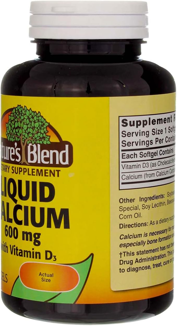Liquid Calcium 600mg with D-3 (100 Softgels) 3 BOTTLES Total of 300 Softgels