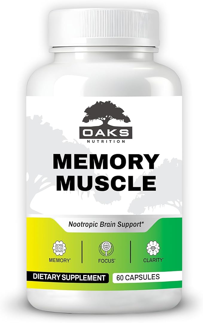 Memory Muscle - Nootropic Brain Support for Memory, Enhanced Focus & Mental Clarity - Featuring B12 for Energy
