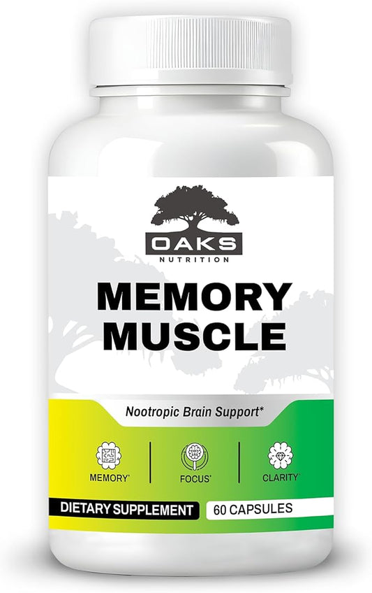 Memory Muscle - Nootropic Brain Support for Memory, Enhanced Focus & Mental Clarity - Featuring B12 for Energy