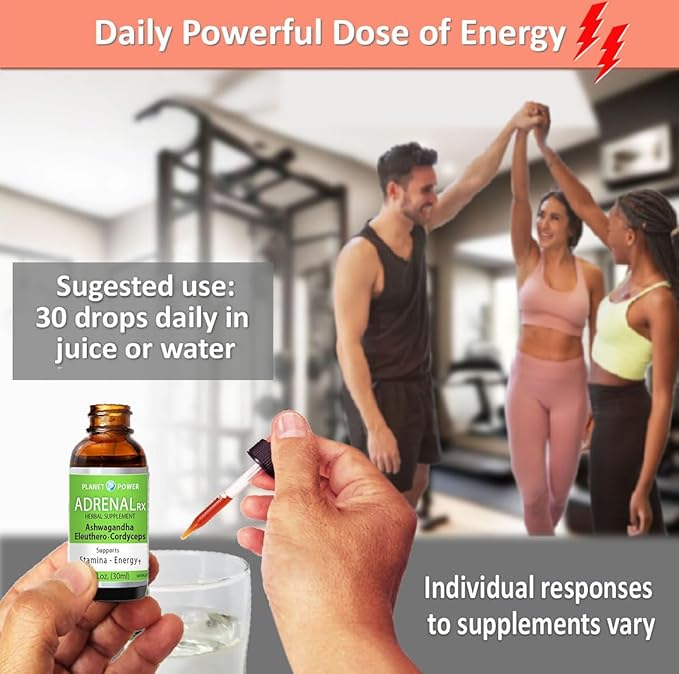 Adrenal Daily Liquid Drops. Supports Wellness & Energy. Supplement with Adaptogenic Herbs Ashwagandha, Eleuthero, Rhodiola & Cordyceps