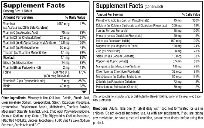 Earth's Splendor Women's Multivitamin, Overall Wellness Support, Multimineral Supplements, Helps Support Metabolism, Vitamin B12, Vitamin A, C, D, E, K, B6, Biotin (120 Immune Support Tablets)