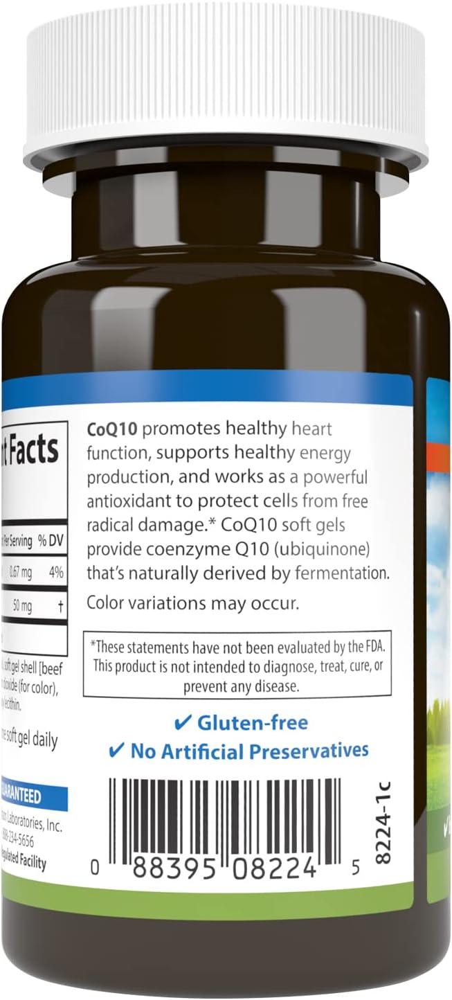 Carlson - Co-Q10, Co-Enzyme Q10, 50 mg, Energy Production & Heart Function, 60 Softgels
