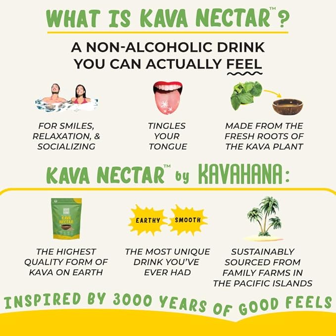Kava Nectar Classic Ceremonial Grade Noble Kava Nectar Powder Stick Packs Promotes Social Uplift, Relaxation & Stress Support, Instant Kava Dried Kava Juice: 20 All-Natural Sticks