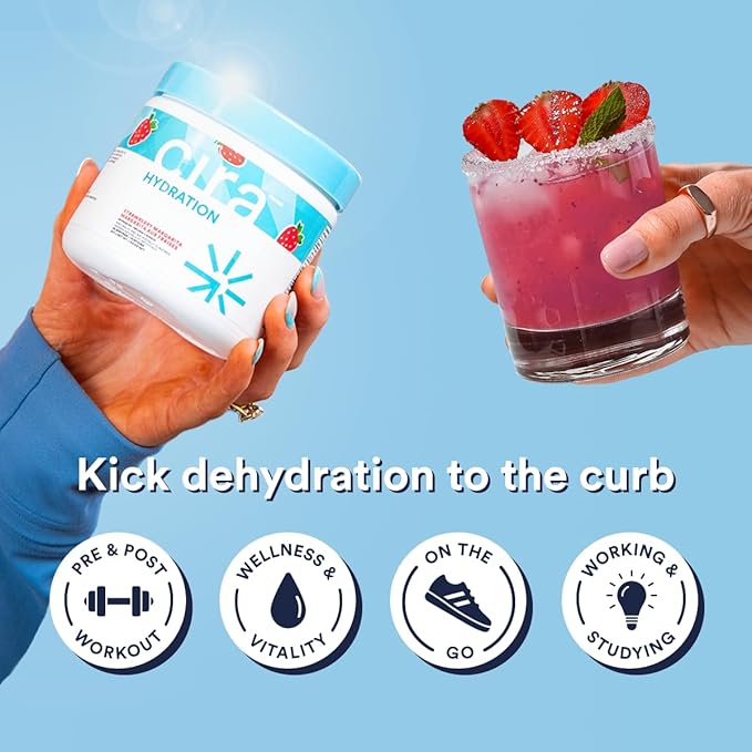 Cira Hydration Powder (45 Servings) - Electrolyte Drink Mix with Himalayan Salt for Dehydration Relief and Recovery - Strawberry Margarita