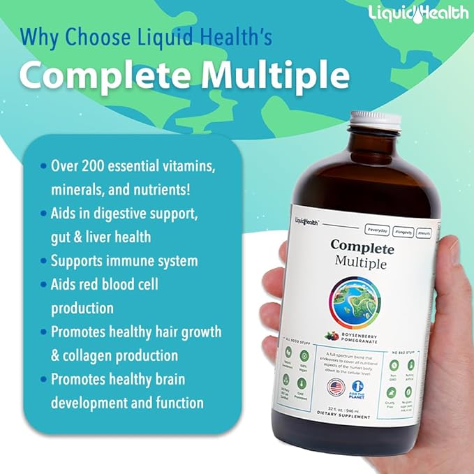 LIQUIDHEALTH Optimum Joint Glucosamine Chondroitin Supplement & Complete Multiple Adult Daily Multivitamin Bundle for Men & Women - Immune Support, Bone & Joint Health, Whole Foods, Vegan, Non-GMO