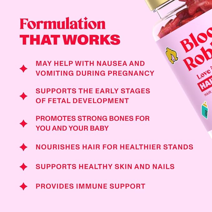 Hair Gummy Prenatal Vitamins for Women Pregnancy with Vitamin B6 - Pre Natal Multivitamin for Women & Folic Acid - 60 Prenatal Hair Gummies with Folic Acid (3Pack)