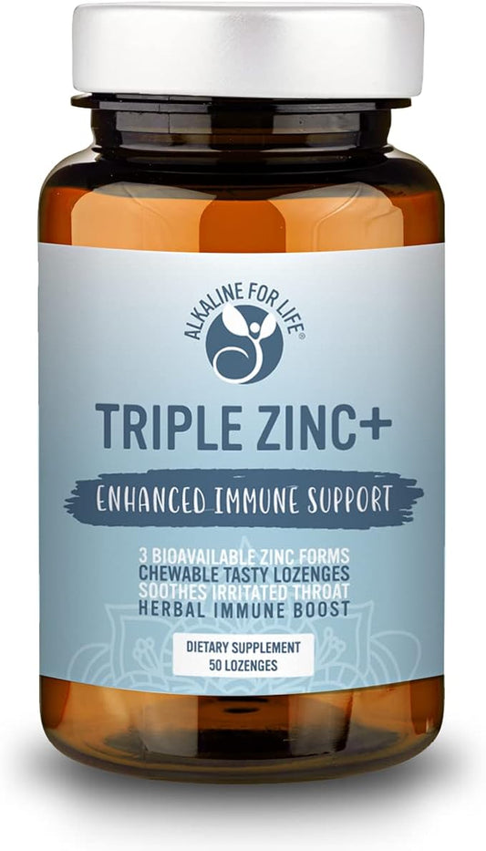 Triple Zinc Lozenges - 3 Forms of Bioavailable Zinc Glycinate, Zinc Citrate, Zinc Aspartate - Zinc Immune Support Supplement Echinacea, Slippery Elm, OPC, Vitamin C, Sucanat Honey