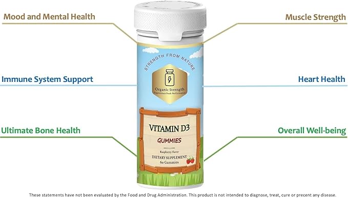 Vitamin D3 Pectin Gummies: Sunshine in Every Bite with 125mcg of Vitamin D3, 625% of Daily Intake (60 Count)