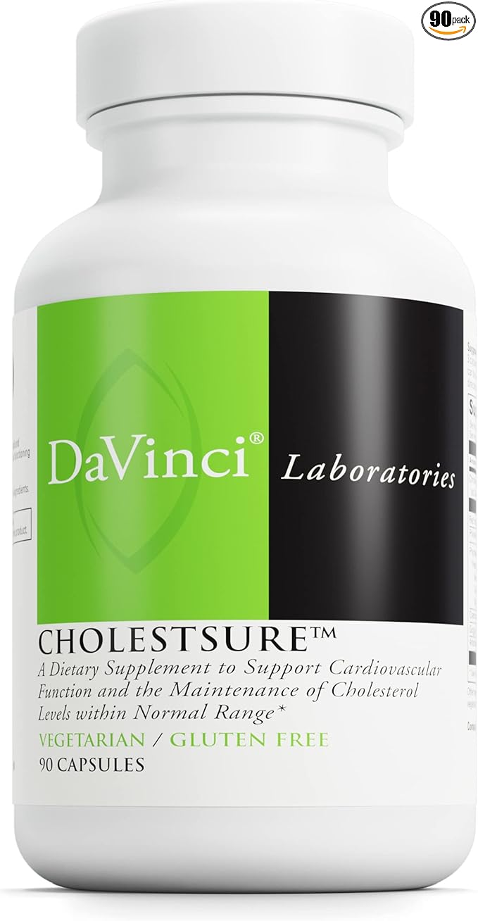 DAVINCI Labs CholestSure Supplement - Supports Cardiovascular Function, Helps Maintain Healthy Cholesterol Levels in a Normal Range* - Gluten-Free - 30-Day Supply - 90 Vegetarian Capsules